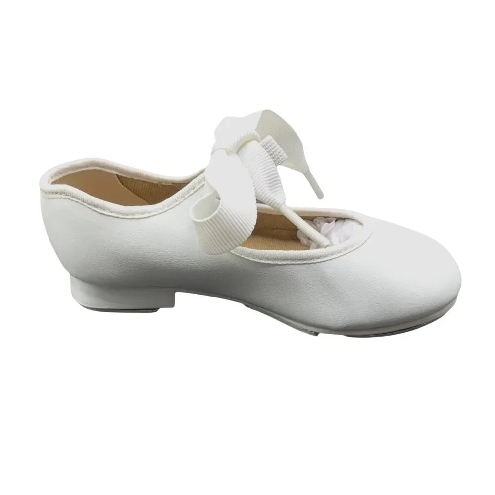 Capezio Jr. Tyette 625 White Tap Shoes Tie Bow Dance New Recital Performance